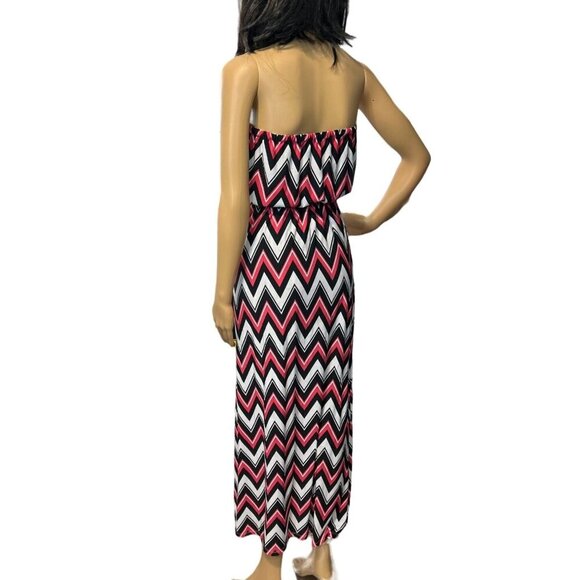 5th & Love Strapless Chevron Print Maxi Dress size Small - Picture 2 of 5